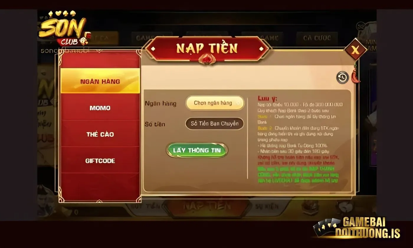 Nạp tiền vào tài khoản